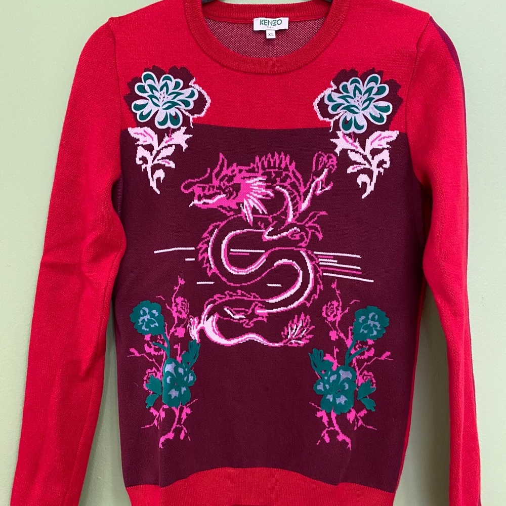 Authentic Kenzo Red Dragon Sweater Size XS